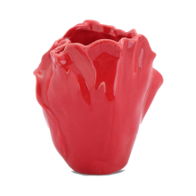 Ceramiczny Wazon w Kształcie Płatków Kwiatów w Kolorze Czerwonym