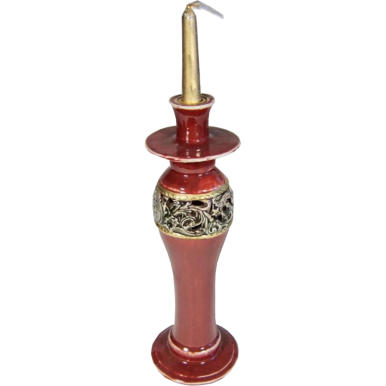 Świąteczny Ceramiczny Świecznik Bordo o Wysokości 34 cm i Średnicy 12 cm