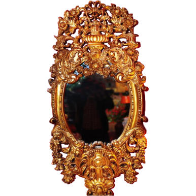 Lustro Pałacowe w Misternie Rzeźbionej Złotej Ramie