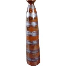 Wazon ceramiczny w kolorze brązowym ciężki w pasy 40x9 cm
