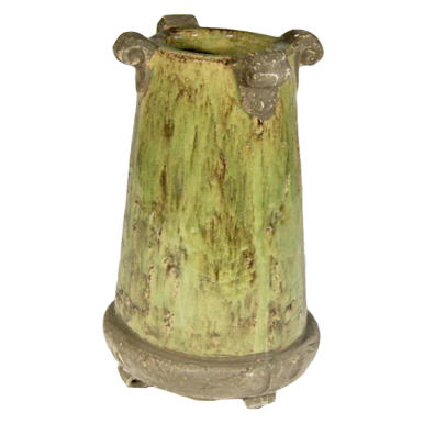 Wazon Kamienny Wysoki w Kolorze Zielonym z Ochronnymi Gumkami na Spodzie