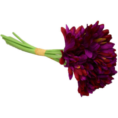 Bukiet 7 gerber na gumowanych łodygach w kolorze fioletowym