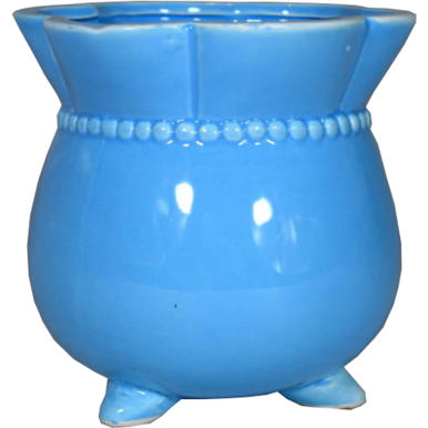 Osłonka Ceramiczna na Kwiaty w Kolorze Turkusowym 11x11 cm z Delikatną Dekoracją