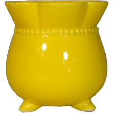 Osłonka ceramiczna wazonik w żółtym kolorze 11x11 cm