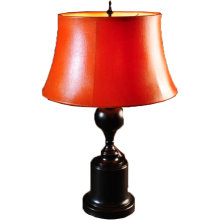 Lampa stojąca czarna (metal) z pomarańczowym abażurem