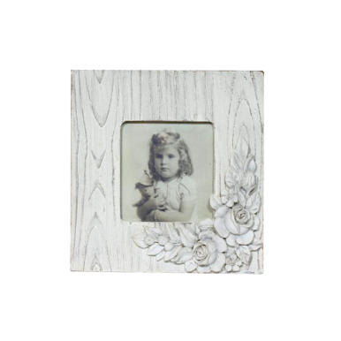 Drewniana kwadratowa ramka na zdjęcia z wypukłym dekorem 13,2x13,2 cm