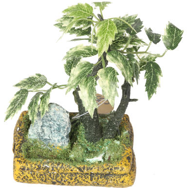 Drzewko bonsai na skalnej podstawie w kolorze zielonym