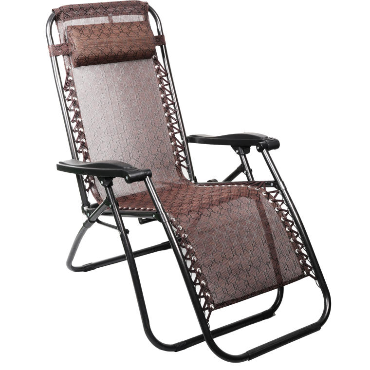 Fotel Grawitacyjny do Ogrodu BS69 Brązowy z Regulowanym Nachyleniem i Zagłówkiem