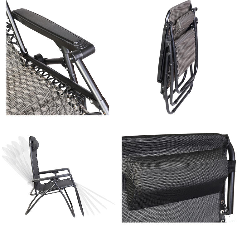 Fotel Grawitacyjny do Ogrodu BS69 Brązowy z Regulowanym Nachyleniem i Zagłówkiem