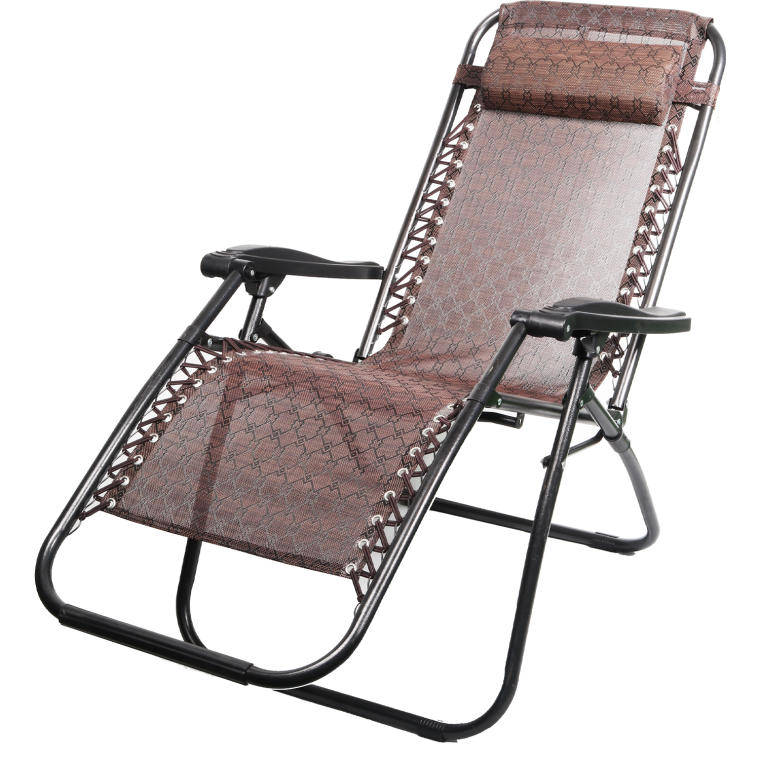 Fotel Grawitacyjny do Ogrodu BS69 Brązowy z Regulowanym Nachyleniem i Zagłówkiem