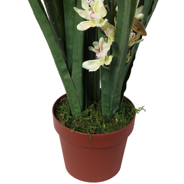 Realistyczny Sztuczny Storczyk w Plastikowej Doniczce, Biały, 75 cm