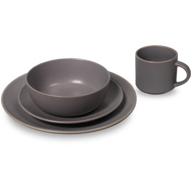 Komplet Stołowy Szary Elegance do Jadalni z Myciem w Zmywarce i Użyciem w Mikrofalówce