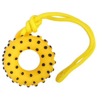 Piszczący gryzak gumowy żółty doughnut