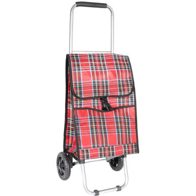 Torba na kółkach Wózek czerwony kratka
