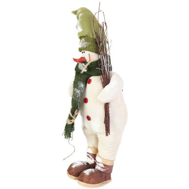 Bałwan stojący z naturalnych materiałów w kolorze zielonym 55 cm