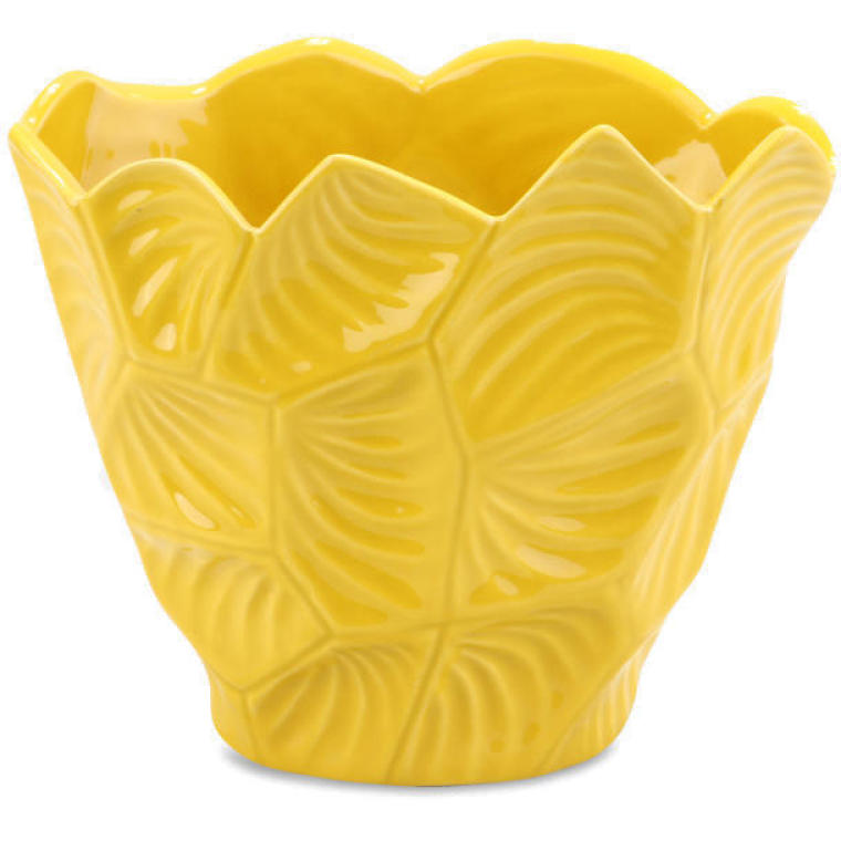 Żółty Wazon Ceramiczny JJ ze Stabilizującymi Antypoślizgowymi Podkładkami