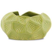 Zielony Wazon Ceramiczny Szeroki - Doniczka Dekoracyjna z Antypoślizgowymi Podkładkami
