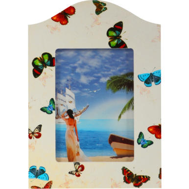 Ramka na zdjęcie stojąca kremowa z motylkami
