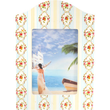 Ramka na zdjęcie stojąca kremowa z kwiecistymi zdobieniami