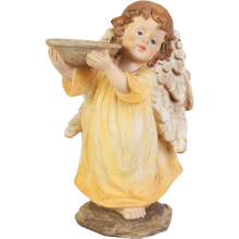 Anioł Dekoracyjny ze Świecznikiem w Kolorze Beżowym, 29 cm
