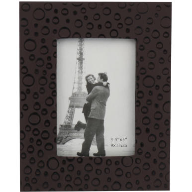 Stojąca ramka na zdjęcie z czarną tkaniną i wzorkami 15x19 cm