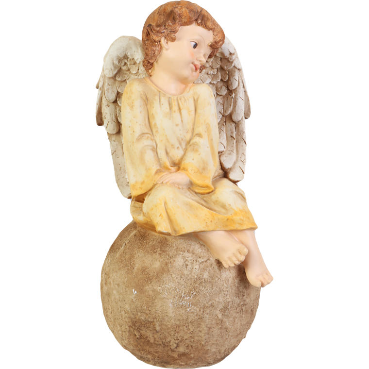Anioł siedzący na kuli w kolorze kremowym 47 cm
