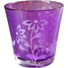 Szklany świecznik kolorowy - Fioletowy 6cm