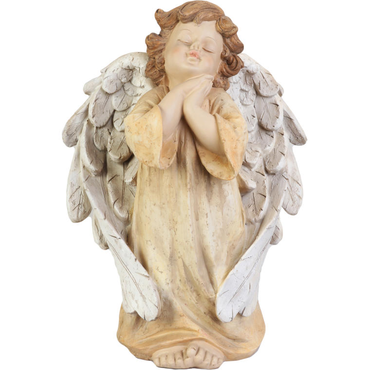 Anioł Stróż w Kremowej Szacie - Dekoracja z Polirezyny o Wysokości 30 cm