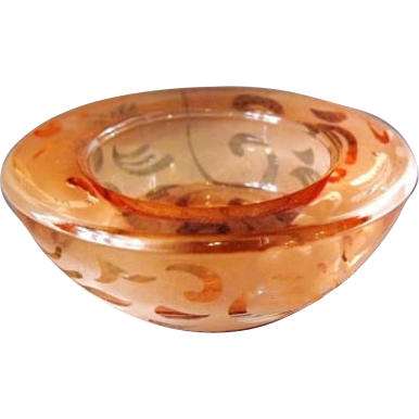 Świecznik szklany niski  pomarańczowy