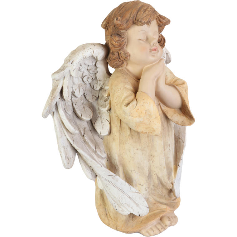 Anioł Stróż w Kremowej Szacie - Dekoracja z Polirezyny o Wysokości 30 cm