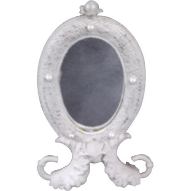 Białe Stojące Lusterko z Perłami o Wymiarach 26x17cm