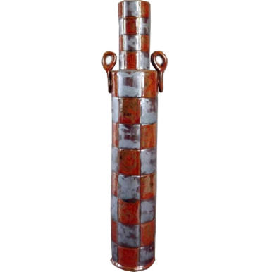 Elegancki Wysoki Wazon KAMIENNY w Brązową Kratę z Uchwytami