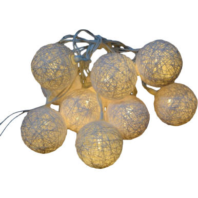 Białe Lampki Dekoracyjne w Bawełnianych Kulach Cotton Glow