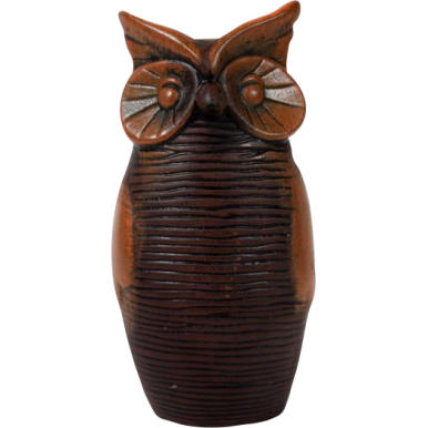 Ceramiczna Figurka Sowy w Kolorze Ciemnego Brązu