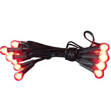 Komplet 20 Czerwonych Lampk&oacute;w-Kulek Perłowych na Zielonym Kablu 220V-240V Do Użytku Wewnątrz, Długość 1.4m