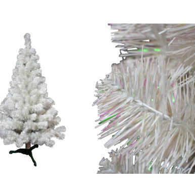 Biała choinka świerkowa na plastikowej podstawie fluo 120 cm