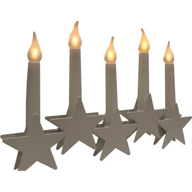 Biały Metalowy Świecznik Stojący z 5 LED Gwiazdkami i Zasilaniem Bateryjnym