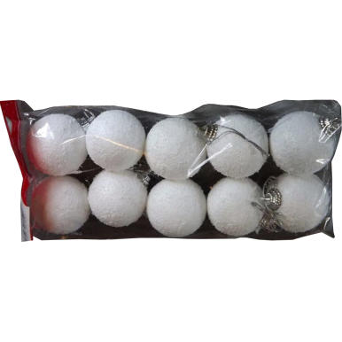 Komplet 10 Białych Gładkich Bombek Styropianowych w Woreczku