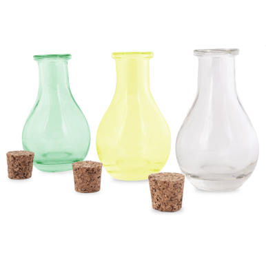 Turkusowe Szklane Butelki Dekoracyjne / Mini-Wazoniki, 3 sztuki