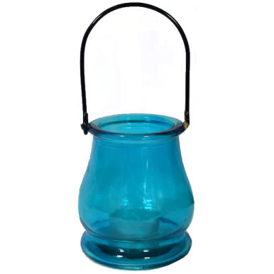 Lampion szklany niebieski