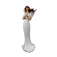 Anioł Opiekun w Białej Sukni - Ręcznie Malowana Figurka Dekoracyjna