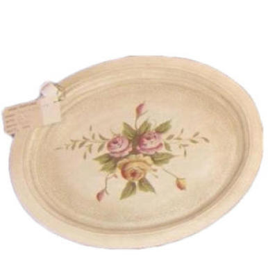 Duża Taca Owalna w Stylu Rustykalnym z Ręcznie Malowanymi Motywami Kwiatowymi