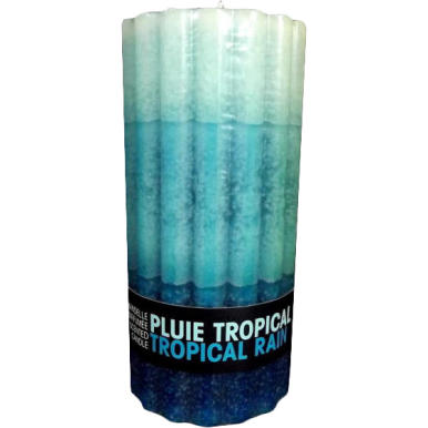 Świeca perfumowana (tropikalny deszcz) niebieska 7,4 x 15 cm