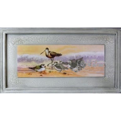 Obraz kolekcjonerski Ptaki na tle morza 30x56 cm