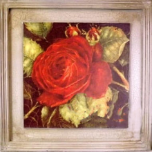 Obraz Vintage Czerwona Róża 38x38 cm - Część Dwuczęściowej Kolekcji