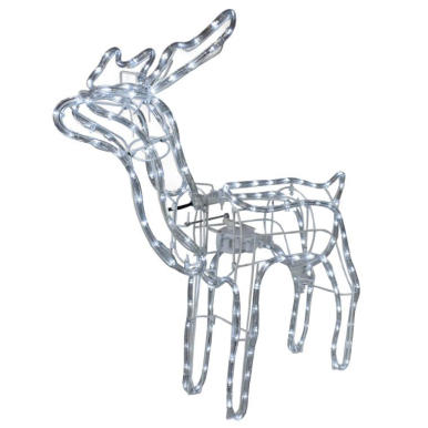 Świąteczny Renifer z Białym LED i Ruchomą Głową - Ozdoba Na Zewnątrz i Do Wnętrz